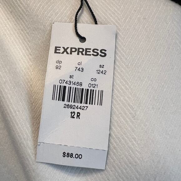 NWT Express Wide Leg High Rise Pants Ivory Chevron Women's Size 12R Lined Casual - Picture 5 of 9